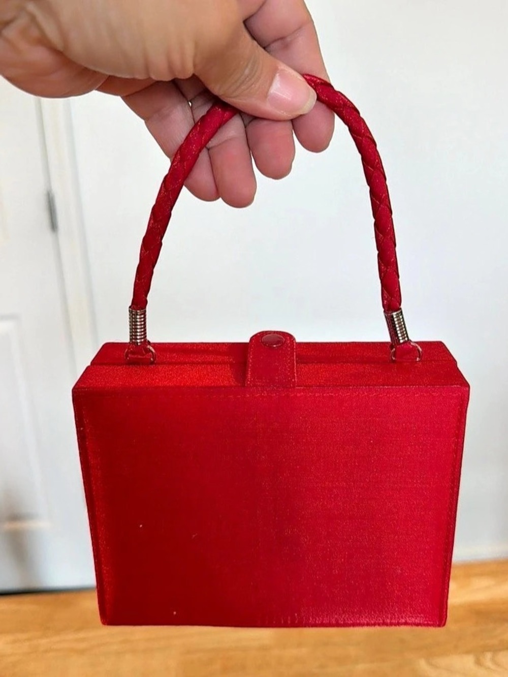 Red Structured Handbag